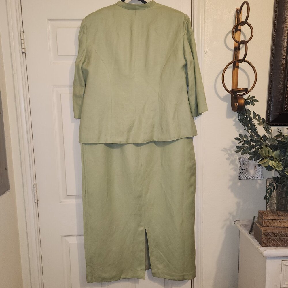 Beautiful Lime Green Jessica Howard Woman Embroidered Linen Blend Jacket Size 16 - Picture 14 of 14